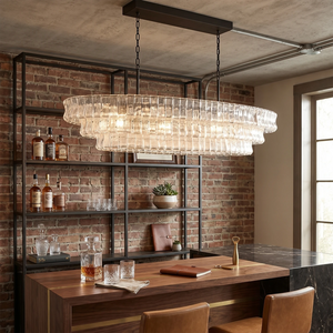 Glacii Ring Glass Chandelier - Retro Industrial Brick Wall Linear Chandelier