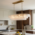 Glacii Ring Glass Chandelier - Modern Linear Brass Frame Kitchen Glow | HoaiLamp