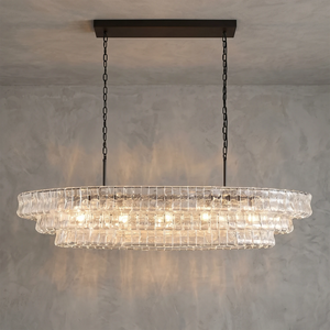 Glacii Ring Glass Chandelier - 3-Tier Crystal Glass Black Linear Light | HoaiLamp (glacii-ring-glass-chandelier-hoailamp