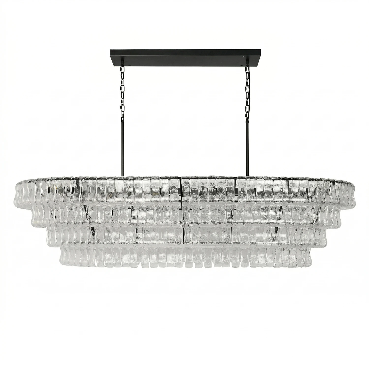 Glacii Ring Glass Chandelier - 4-Tier Luxury Clear Glass Black Linear Chandelier | HoaiLamp