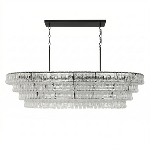 Glacii Ring Glass Chandelier - 4-Tier Luxury Clear Glass Black Linear Chandelier | HoaiLamp