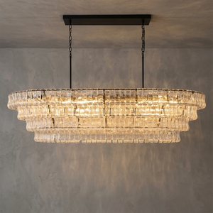 Glacii Ring Glass Chandelier - 4-Tier Luxurious Clear Glass Black Linear Chandelier | HoaiLamp 