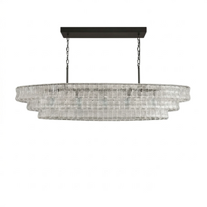 Glacii Ring Glass Chandelier - 3-Tier Modern Clear Glass Black Linear Light | HoaiLamp
