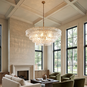 Glacii Ring Glass Chandelier - High Ceiling Great Room Chandelier