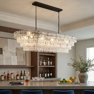 Glacii Ring Glass Chandelier - Modern Linear Kitchen Island Pendant | HoaiLamp