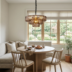 Glacii Ring Glass Chandelier - Cozy Dining Nook Warm Amber Glow | HoaiLamp