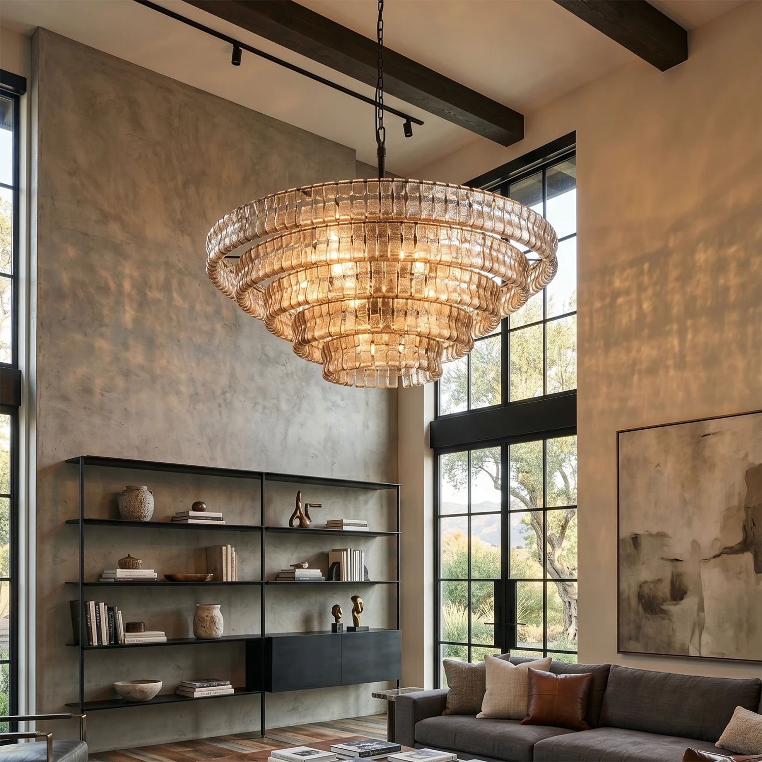 Glacii Ring Glass Chandelier - Industrial Industrial Loft Linear Pendant
