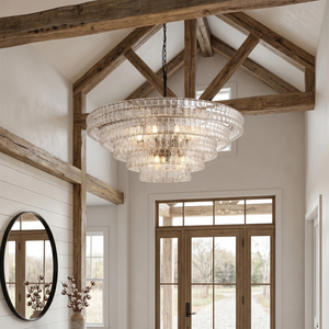 Glacii Ring Glass Chandelier - Rustic Farmhouse Fluted Glass Pendant