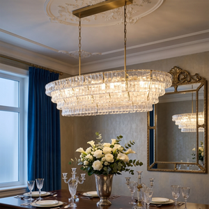 Glacii Ring Glass Chandelier - Opulent Classic Gold Multi-Light Chandelier