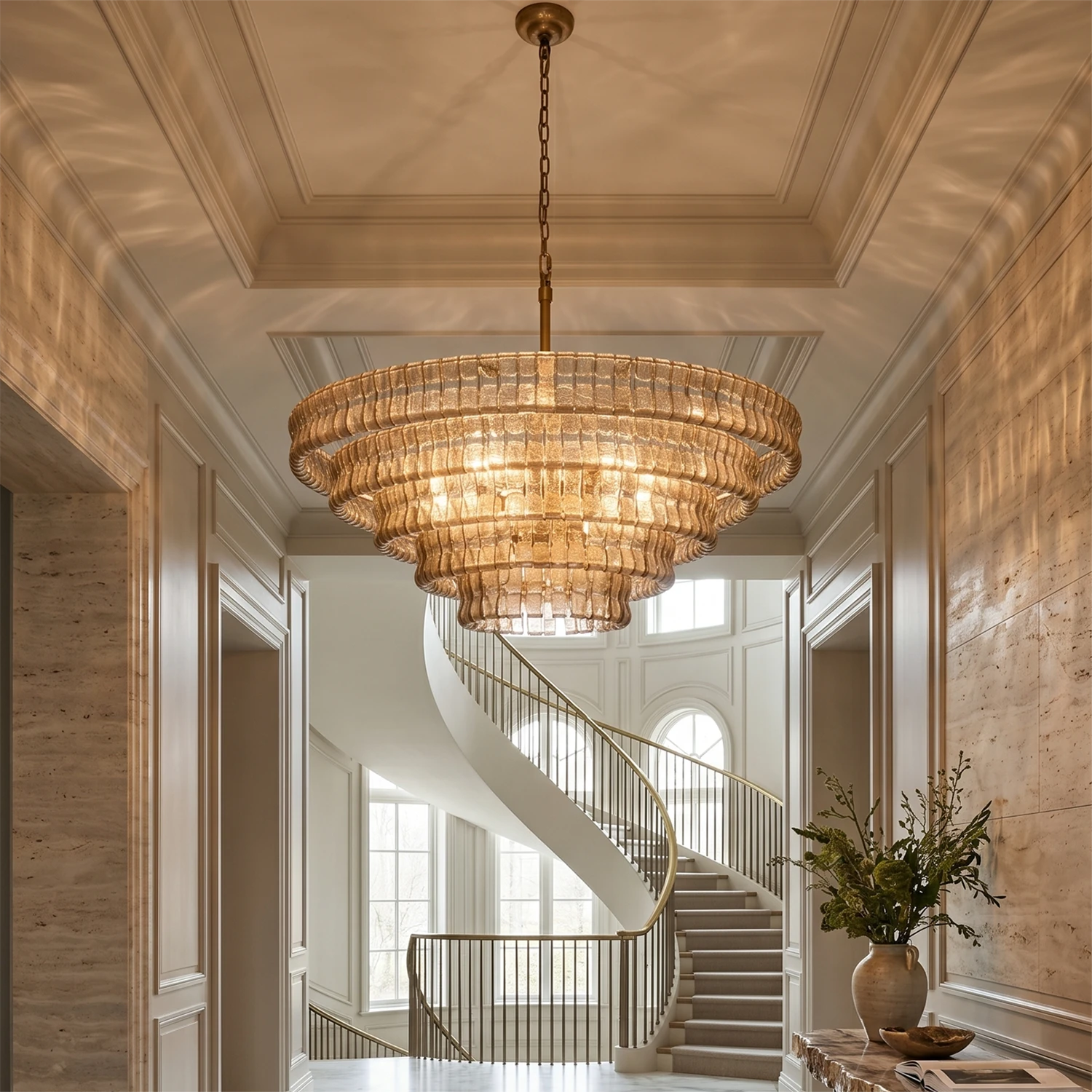 Glacii Ring Glass Chandelier - Entryway Foyer Chandelier 