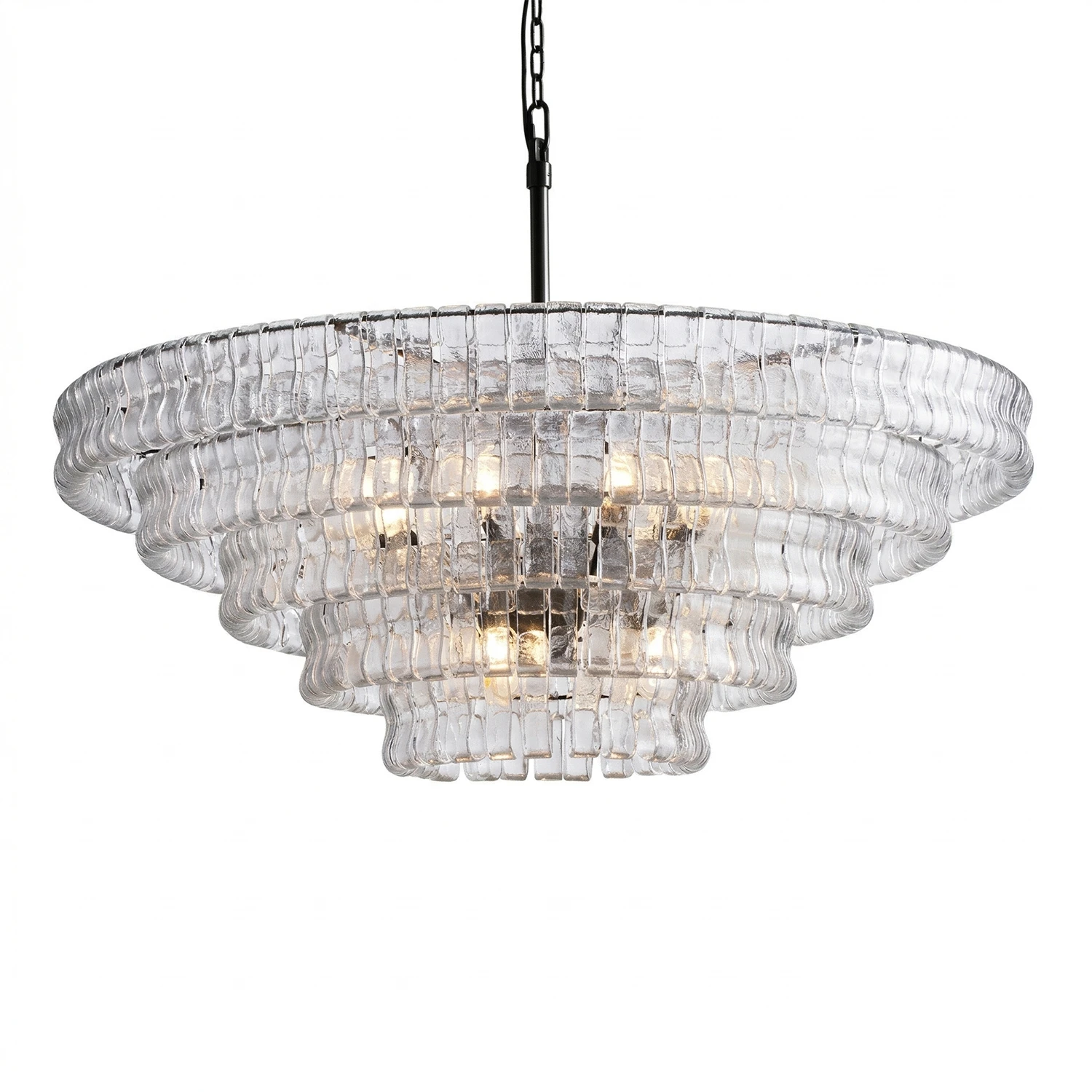 Glacii Ring Glass Chandelier - 5-Tier Art Deco Black & Clear Chandelier | HoaiLamp