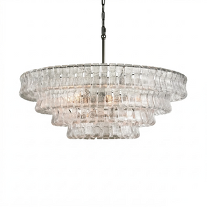 Glacii Ring Glass Chandelier - 4-Tier Modern Rippled Glass Black Chandelier | HoaiLamp