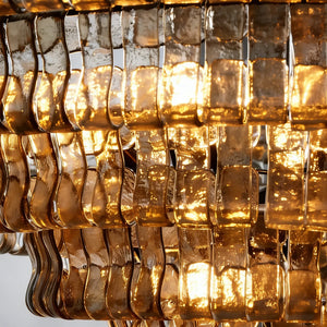 Glacii Ring Glass Chandelier - Smoke Tinted Glass Layering Detail | HoaiLamp