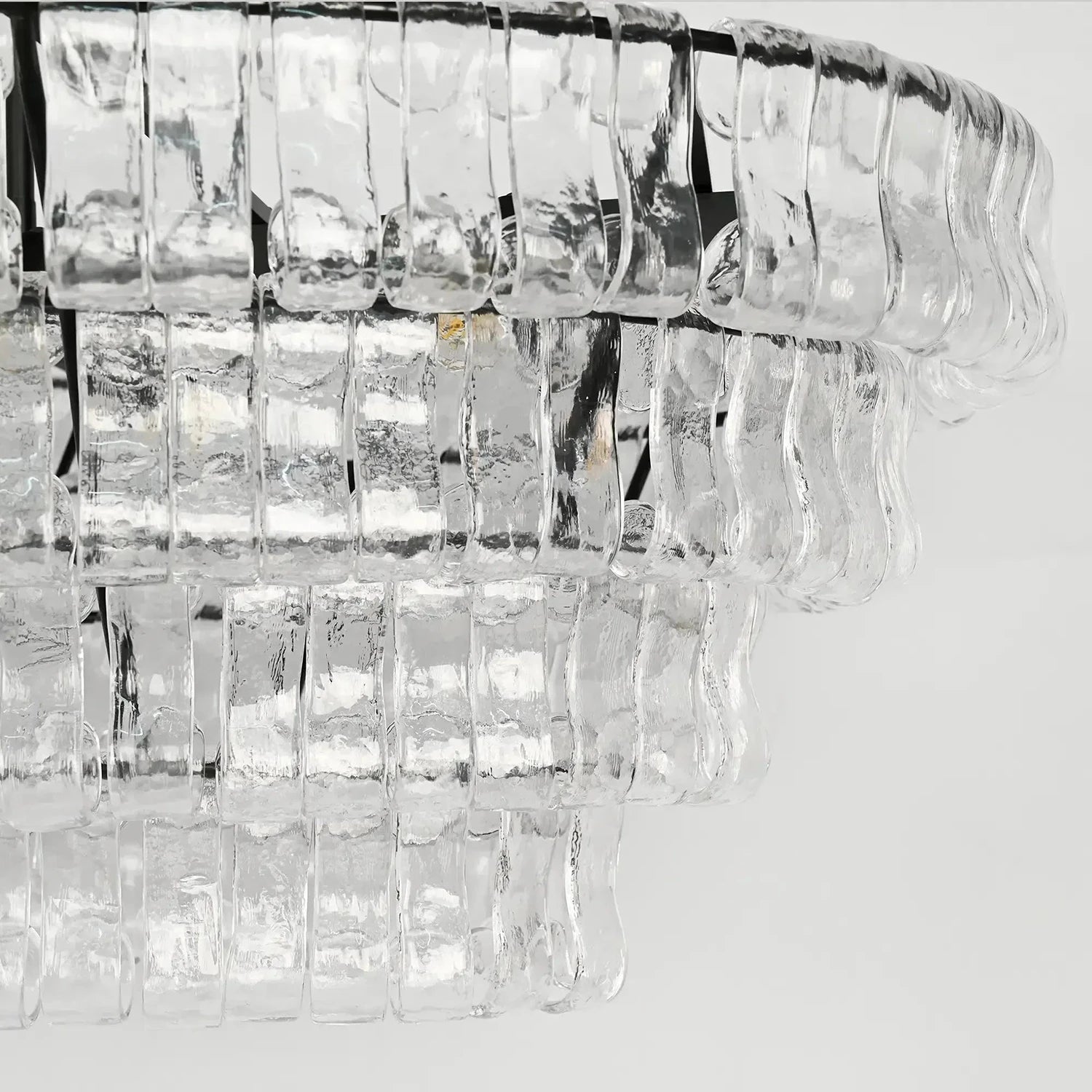 Glacii Ring Glass Chandelier - Clear Rippled Glass Texture Detail | HoaiLamp