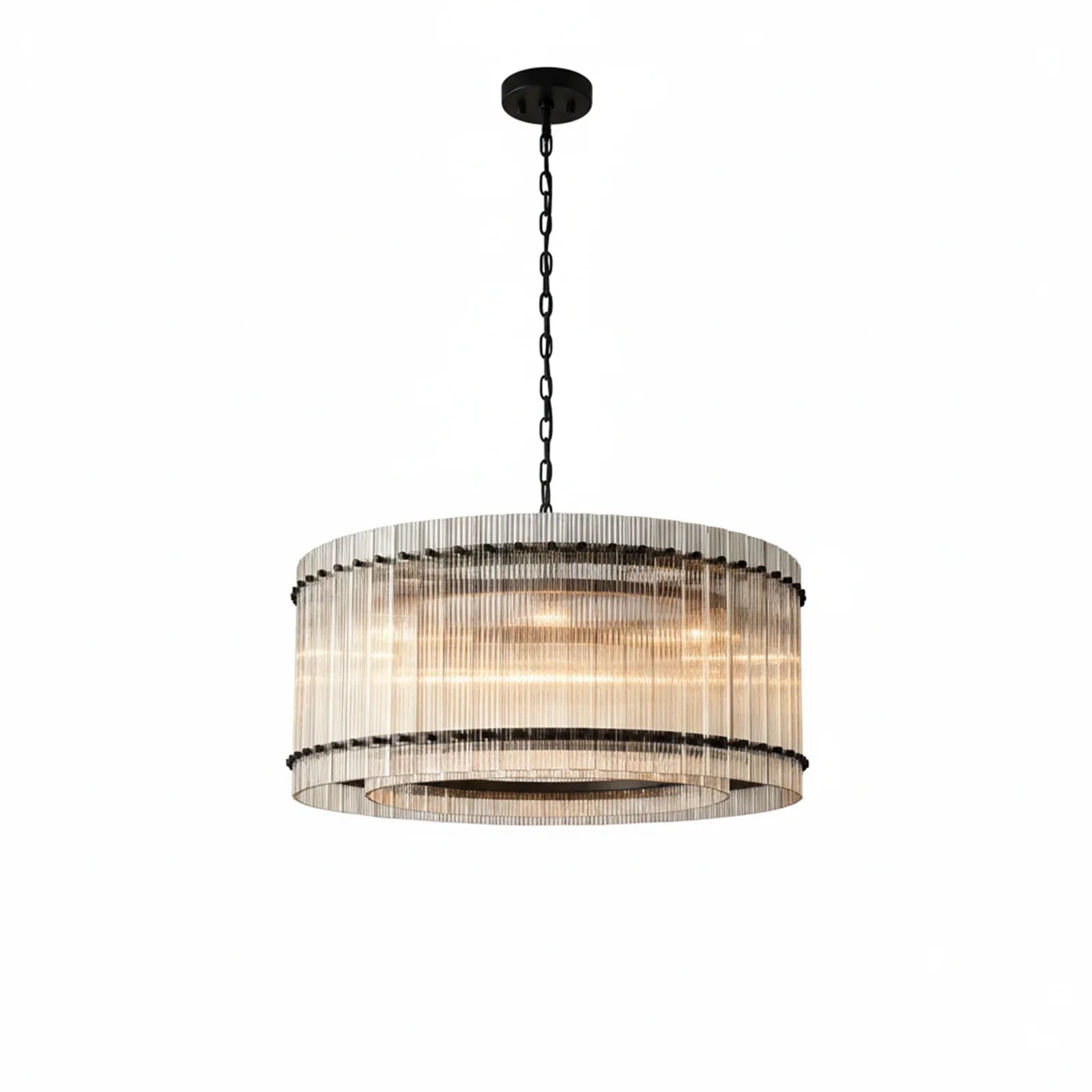 Grand Tiered Chandelier with Fluted Glass Rod