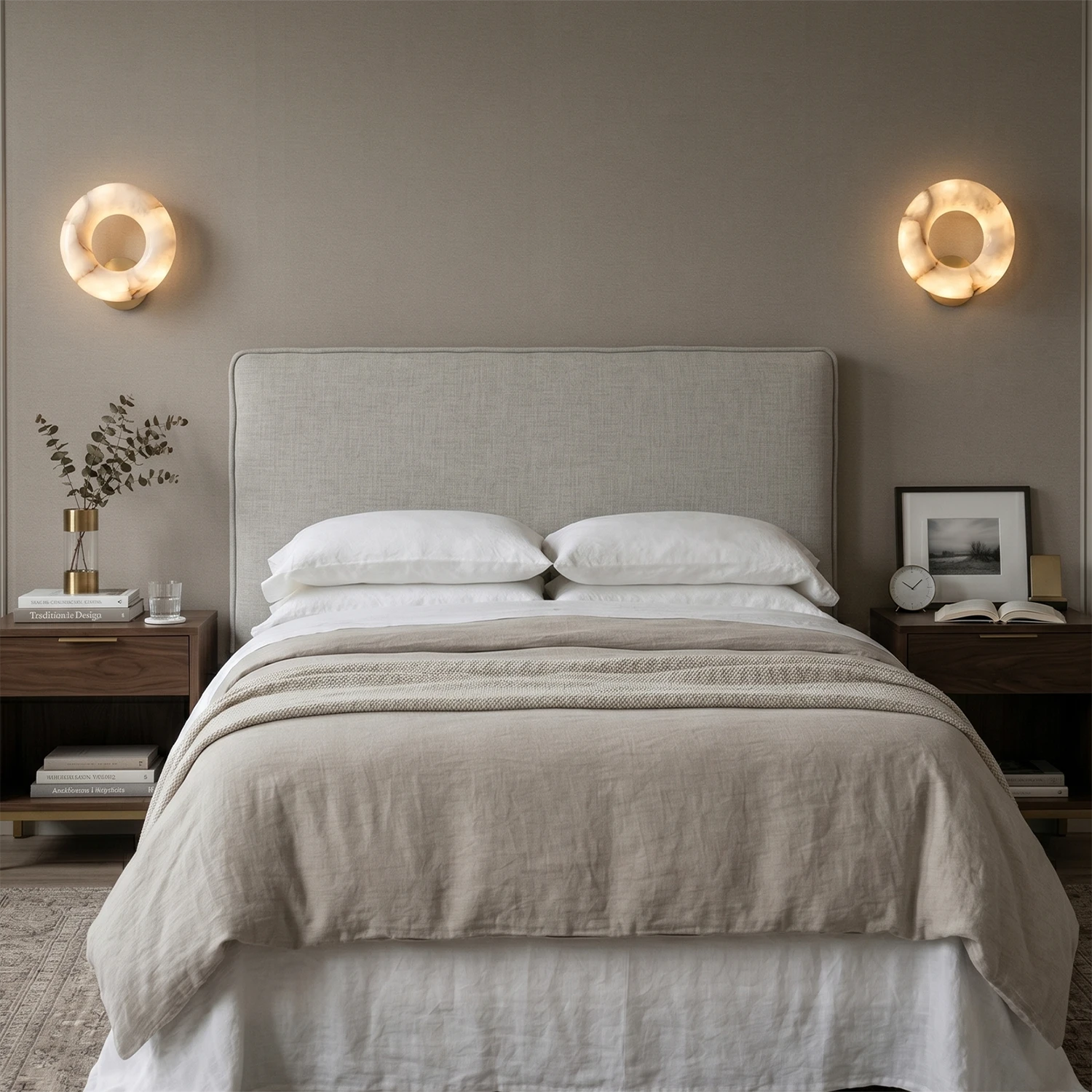 Halo Alabaster Wall Sconce - Serene Bedroom Nightlight | HoaiLamp