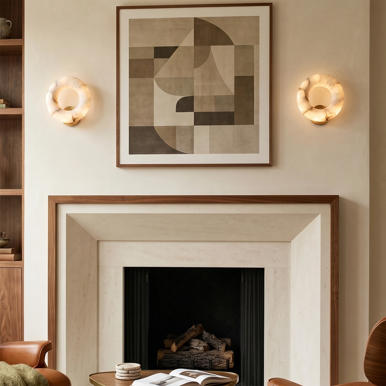 Halo Alabaster Wall Sconce - Modern Fireplace Accent | HoaiLamp