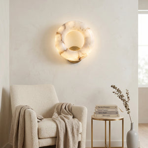 Halo Alabaster Wall Sconce - Cozy Reading Corner Glow | HoaiLamp