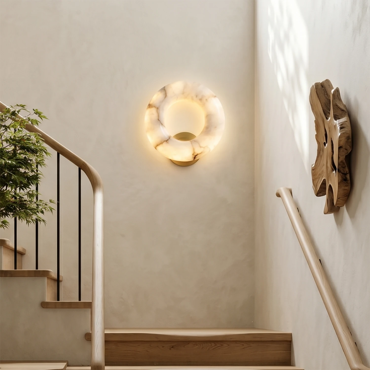 Halo Alabaster Wall Sconce - Sophisticated Stairwell Lighting | HoaiLamp
