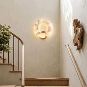 Halo Alabaster Wall Sconce - Sophisticated Stairwell Lighting | HoaiLamp