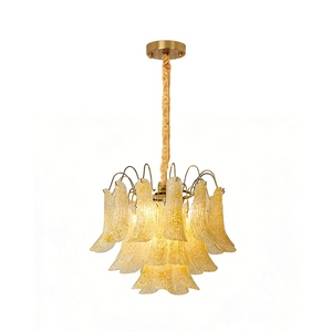 Murano Wave Point Chandelier - Radiant Amber Glow | HoaiLamp