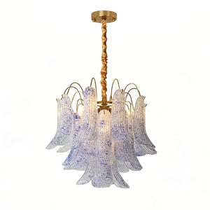 Murano Wave Point Chandelier - Serene Sky Blue Aura | HoaiLamp