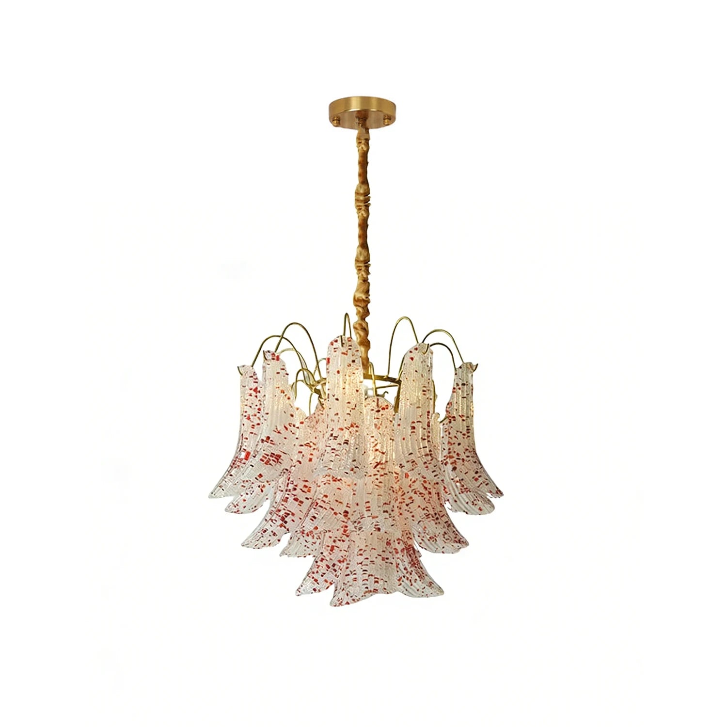 Murano Wave Point Chandelier - Elegant Rose Speckled Glow | HoaiLamp