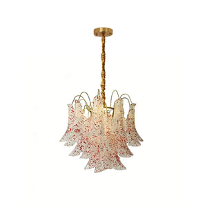 Murano Wave Point Chandelier - Elegant Rose Speckled Glow | HoaiLamp
