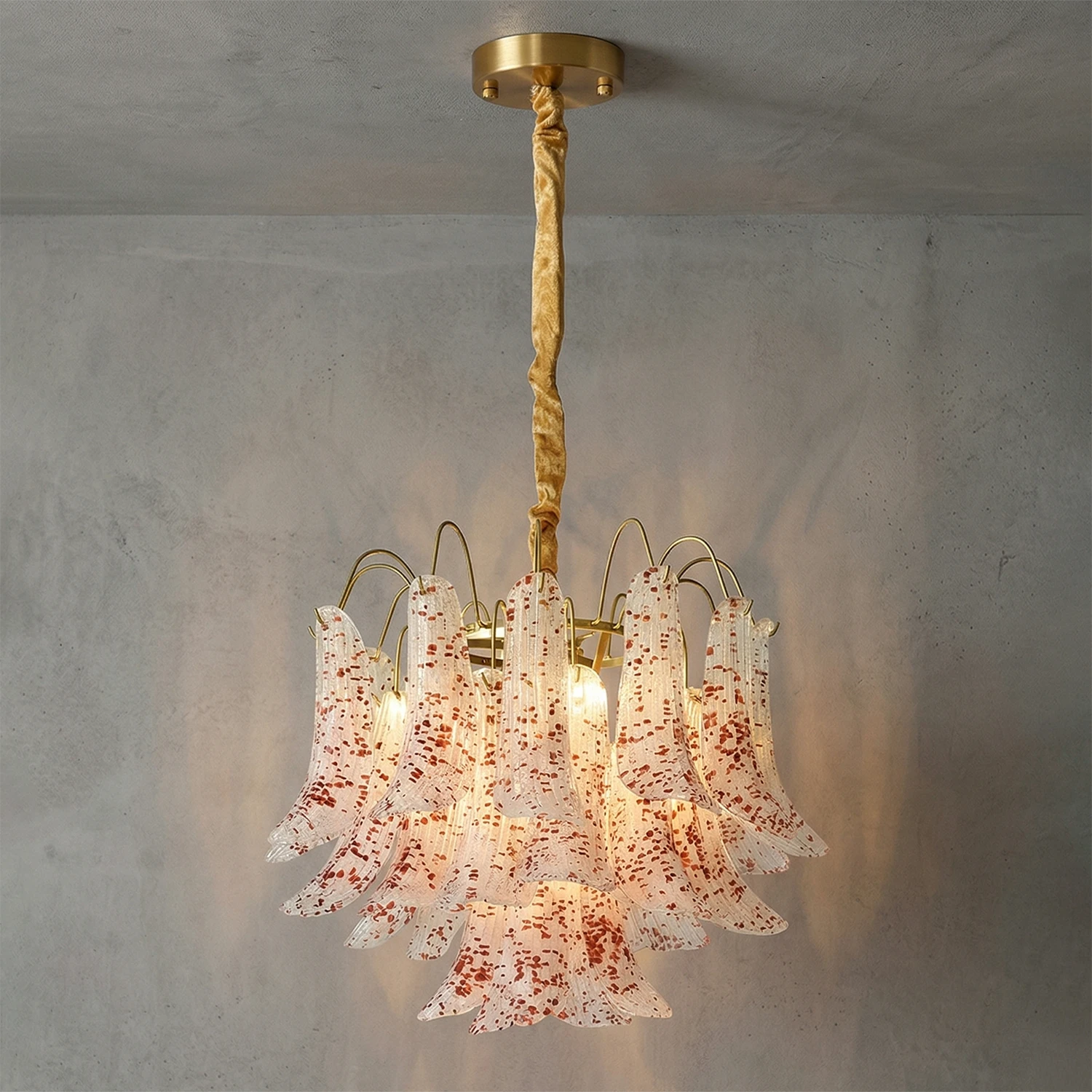 Murano Wave Point Chandelier - Delicate Blush Silhouette | HoaiLamp