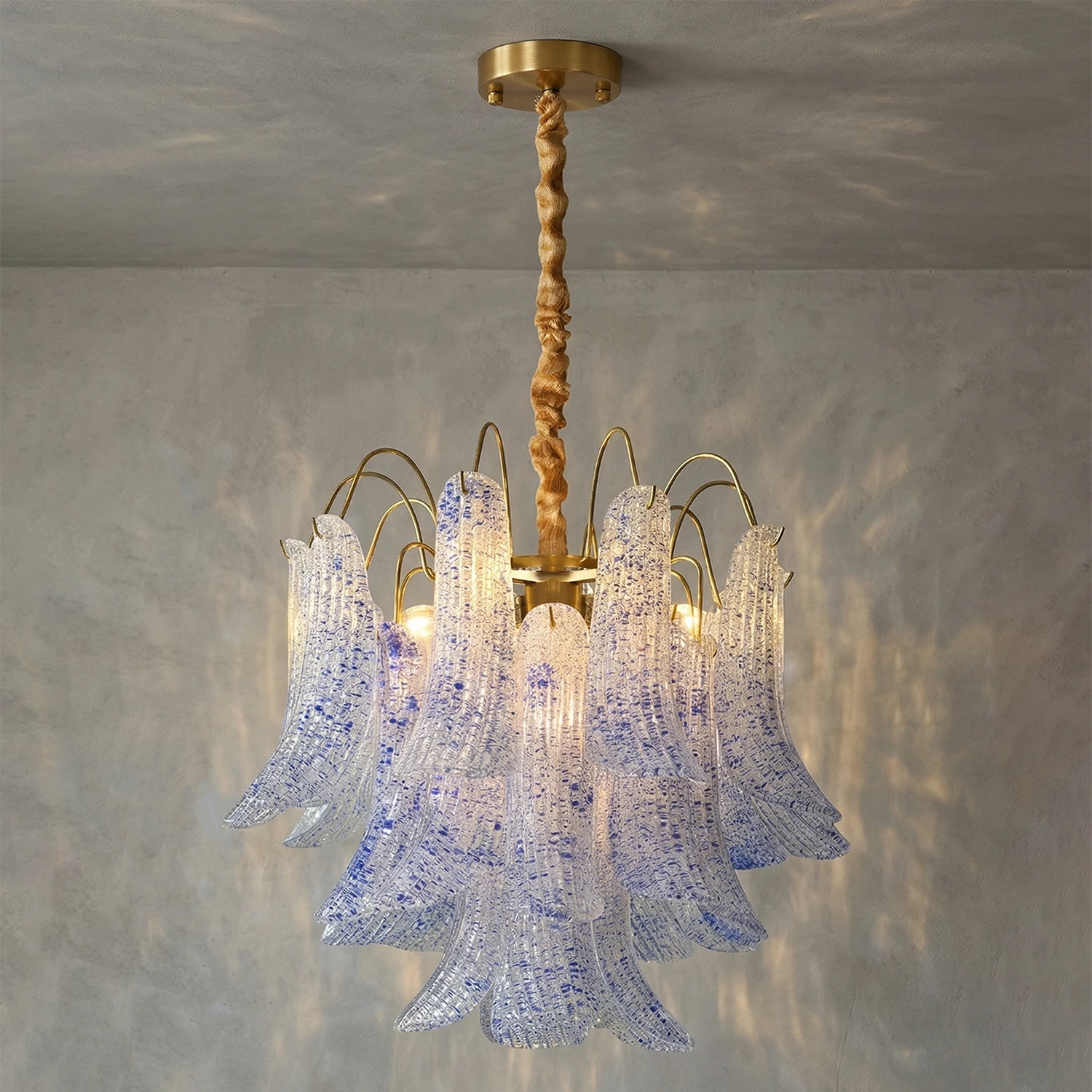 Murano Wave Point Chandelier - Deep Sea Azure Aura | HoaiLamp