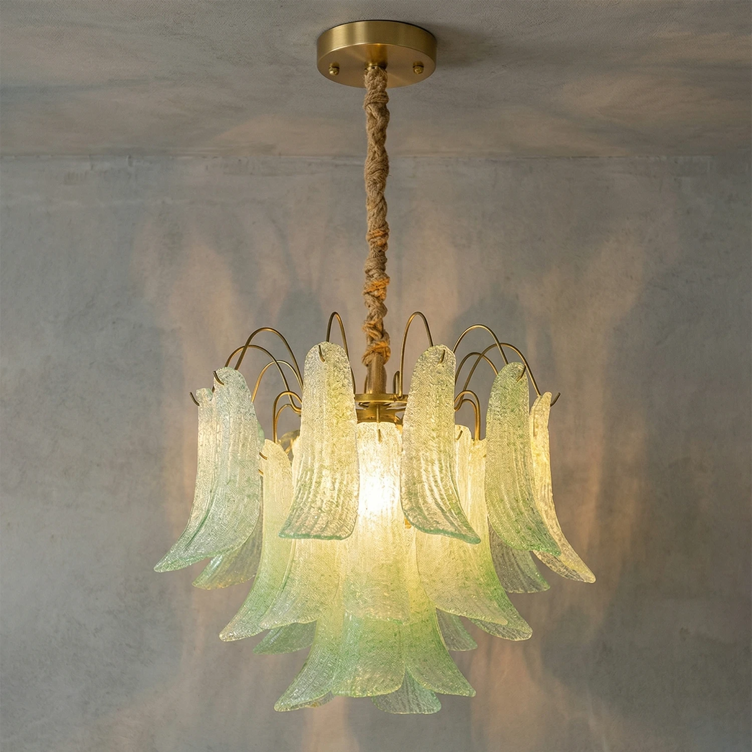 Murano Wave Point Chandelier - Mint Sorbet Ambiance | HoaiLamp