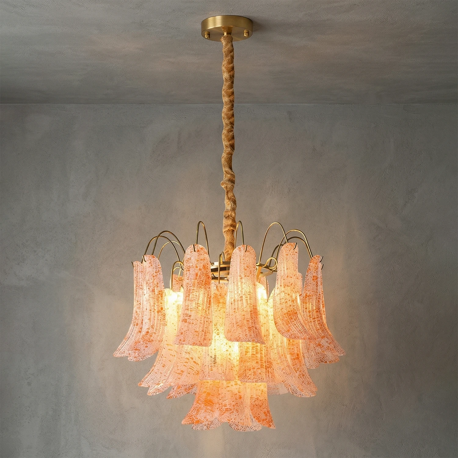 Murano Wave Point Chandelier - Fiery Terracotta Glow | HoaiLamp