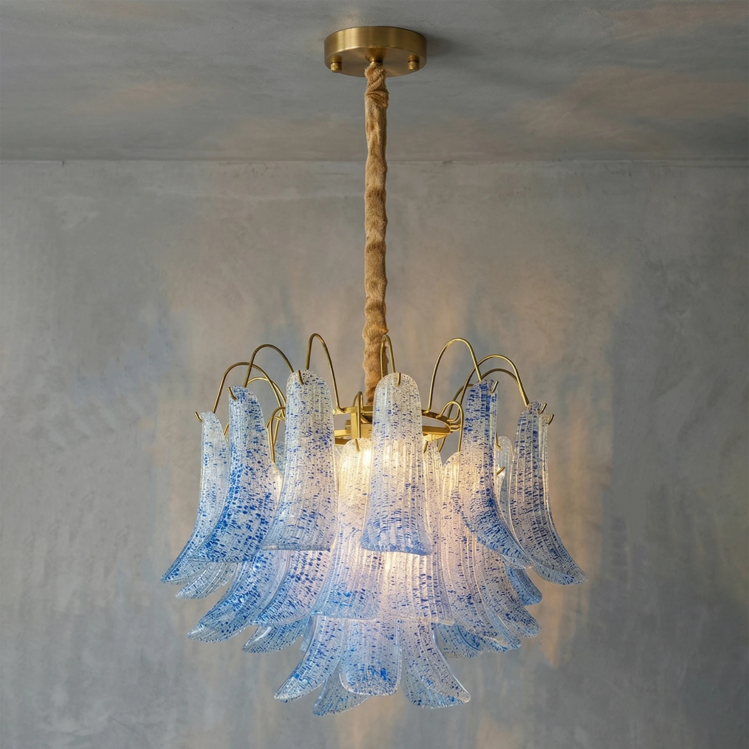 Murano Wave Point Chandelier - Deep Sea Azure Aura | HoaiLamp 