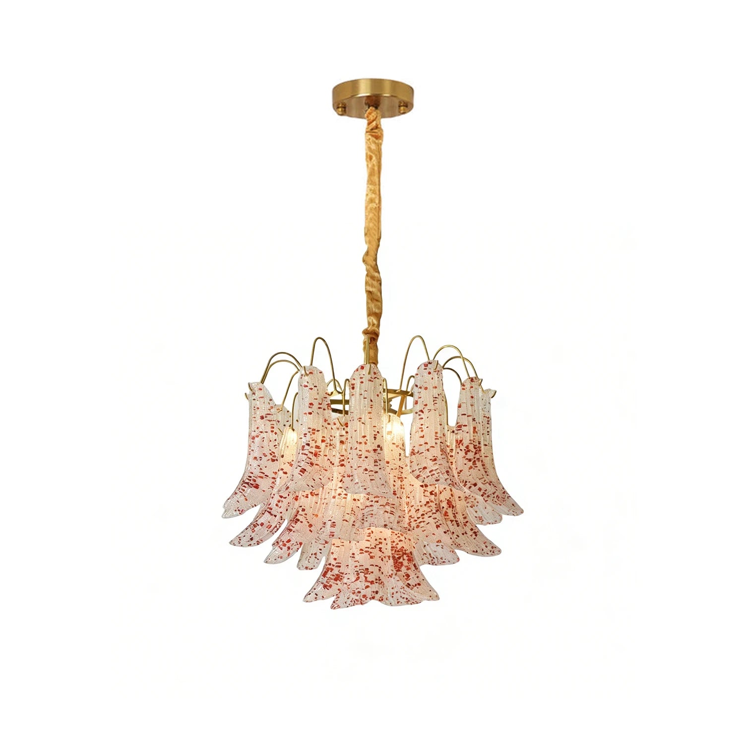 Murano Wave Point Chandelier - Elegant Rose Speckled Glow | HoaiLamp 