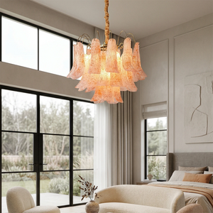 Murano Wave Point Chandelier - Airy Modern Bedroom | HoaiLamp