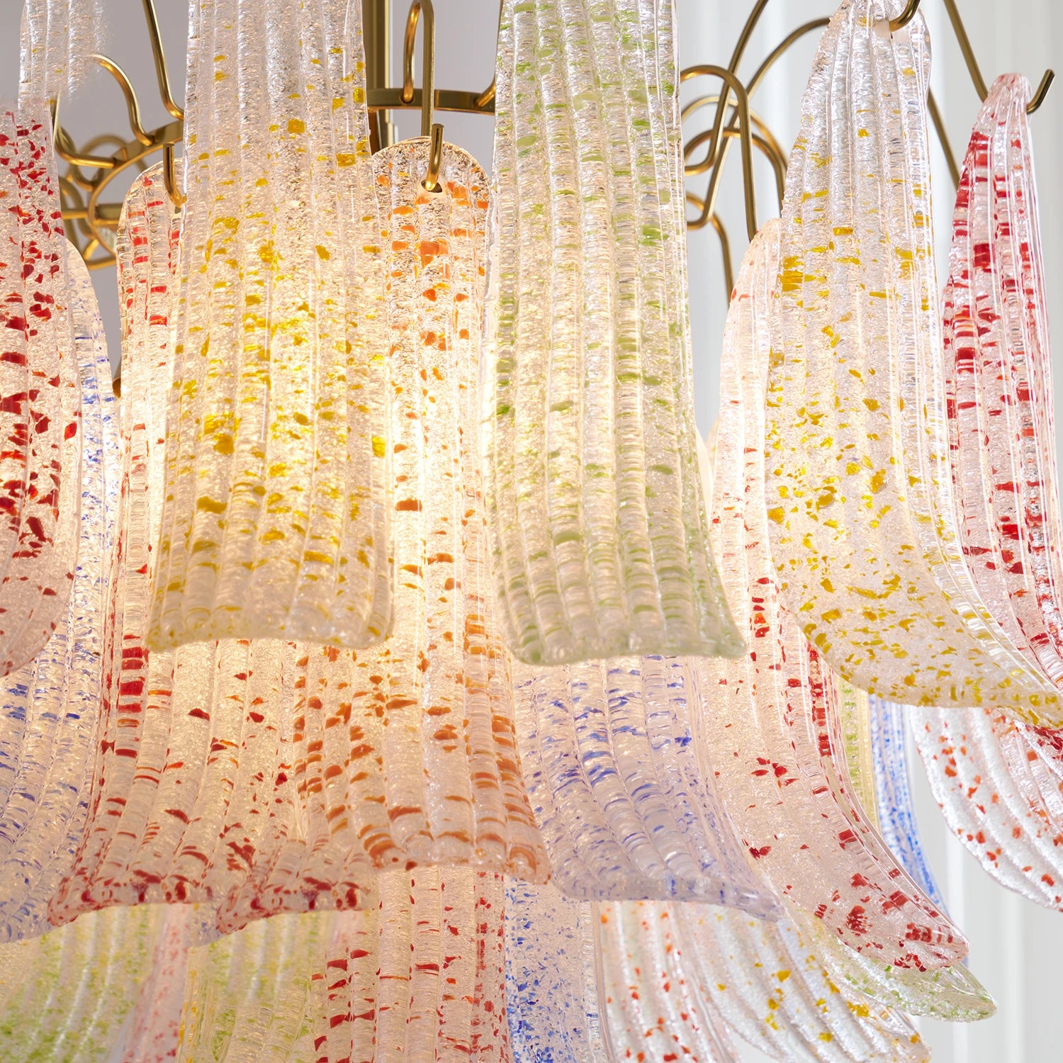 Murano Wave Point Chandelier - Luminous Glass Overlap | HoaiLamp