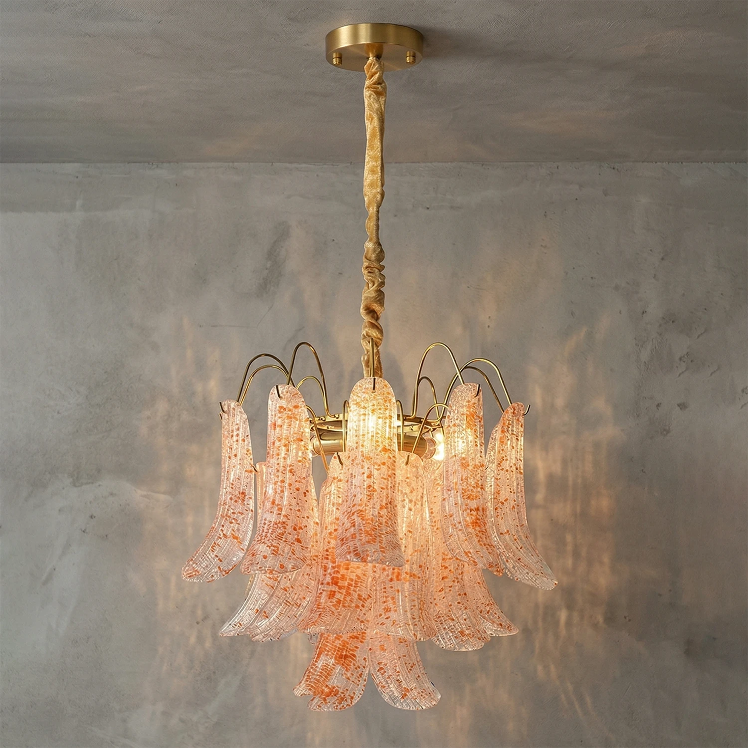 Murano Wave Point Chandelier - Vibrant Sunset Tangerine | HoaiLamp