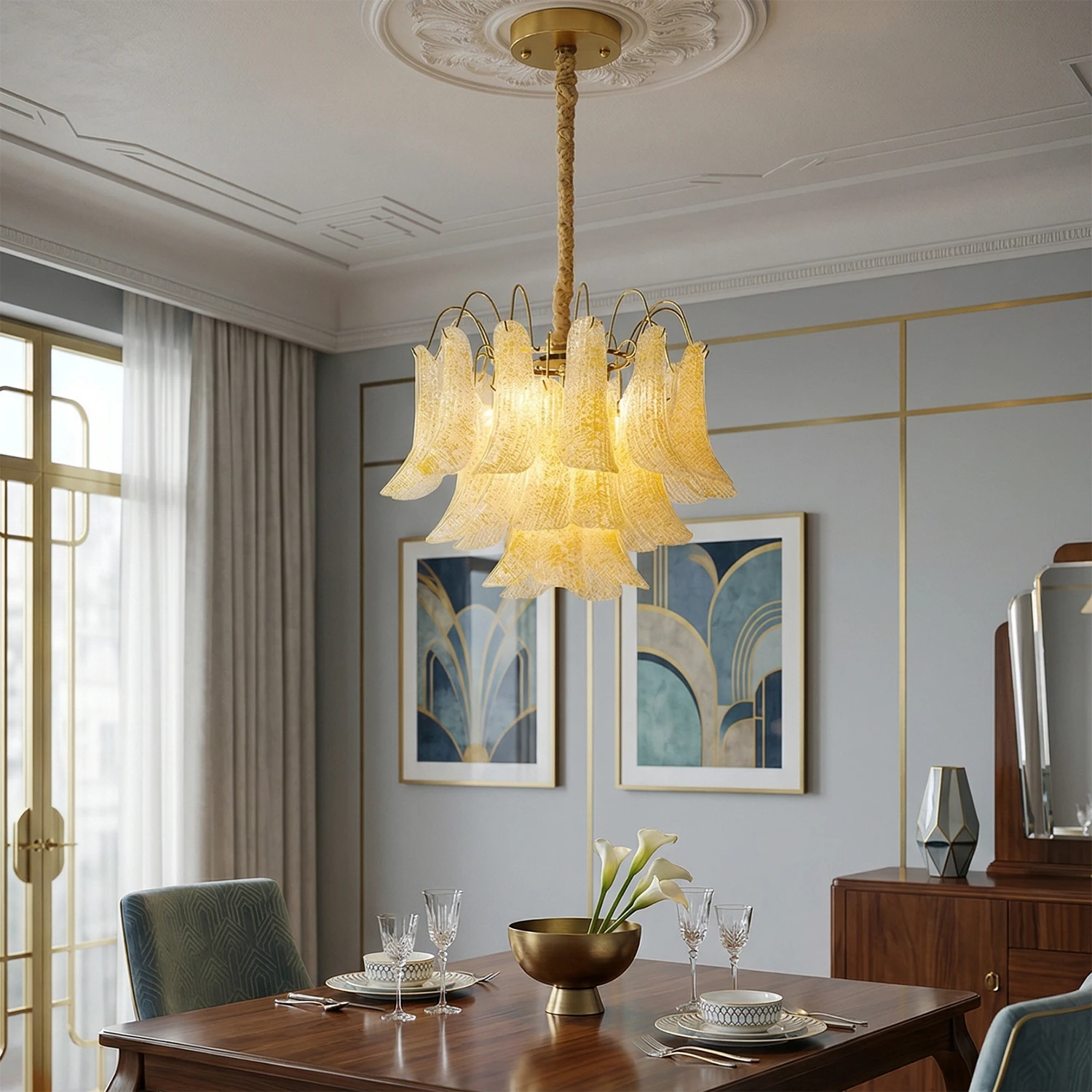 Murano Wave Point Chandelier - Mid-Century Modern Reception | HoaiLamp
