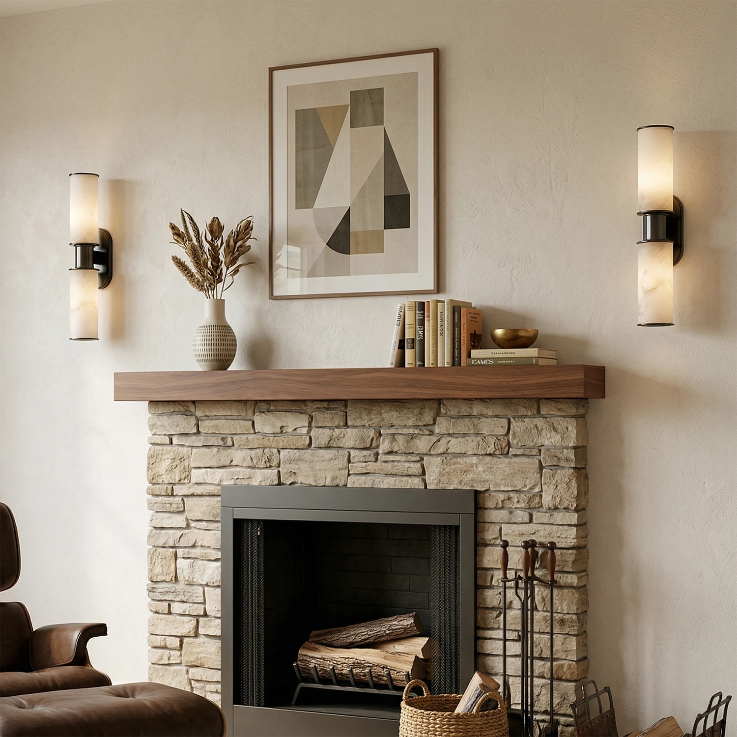 Harlyn Alabaster Sconce - Intellectual Library Mantel | HoaiLamp