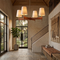 Hastings Leather Chandelier - Cross Arm 4 Light Luxury Foyer Entrance High Ceiling | HoaiLamp