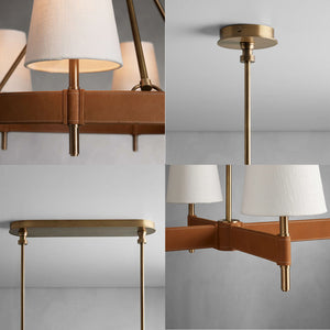 Hastings Leather Chandelier - Hardware Component Metal Canopy Rod Structure Collage | HoaiLamp