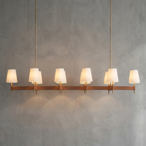 Hastings Leather Chandelier - Linear 6 Light Extended Horizontal Arm Ambient Glow | HoaiLamp