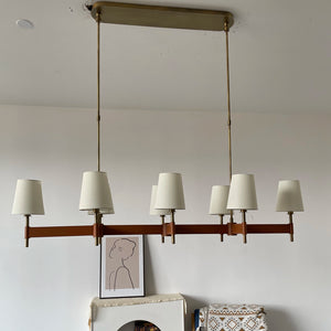 Hastings Leather Chandelier - Linear 6 Light Off-State Dual Stem Showroom Display | HoaiLamp