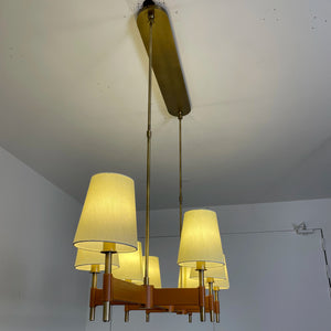 Hastings Leather Chandelier - Linear Illuminated Slanted Angle Warm Fabric Glow | HoaiLamp