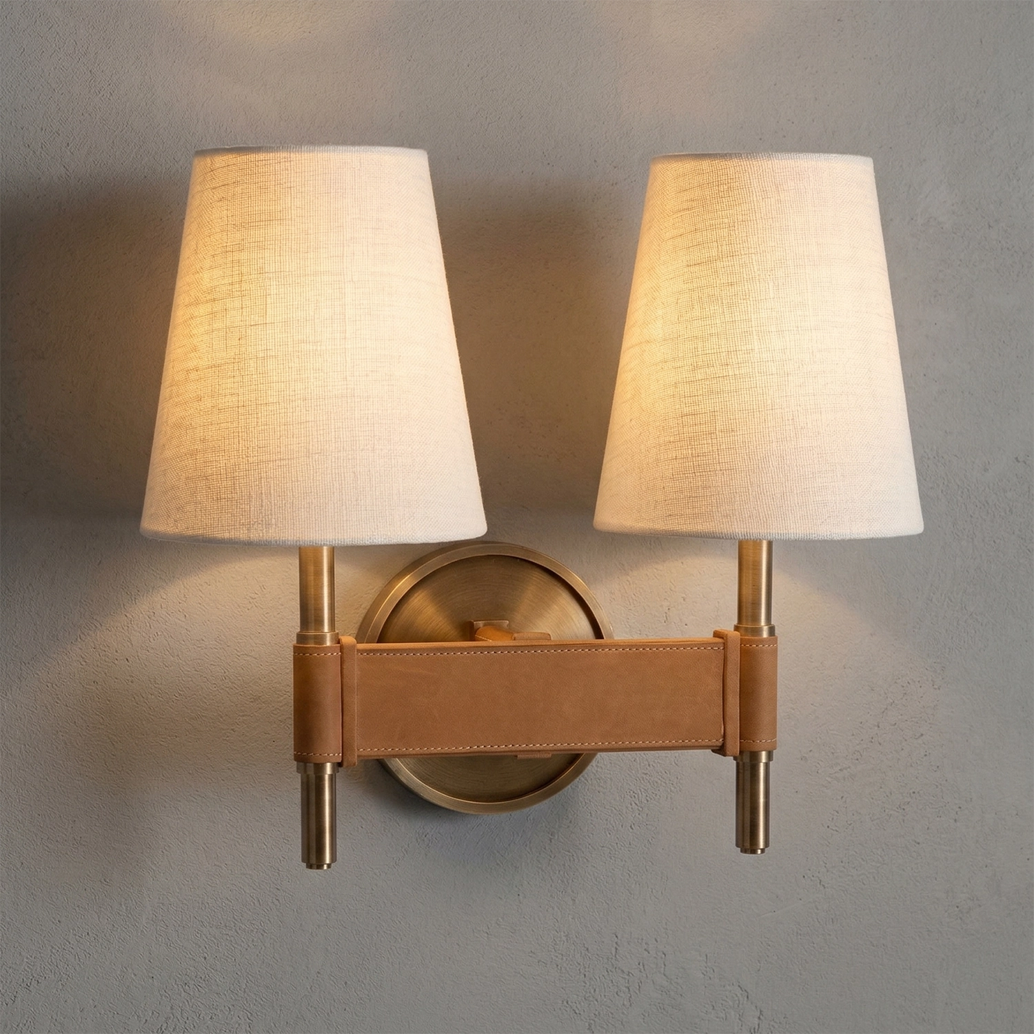 Hastings Leather Wall Lamp - Double Head Illuminated Decorative Ambient Studio Glow | HoaiLamp