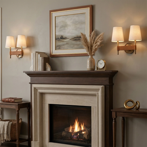 Hastings Leather Wall Lamp - Pair Of Double Sconces Traditional Fireplace Mantel | HoaiLamp
