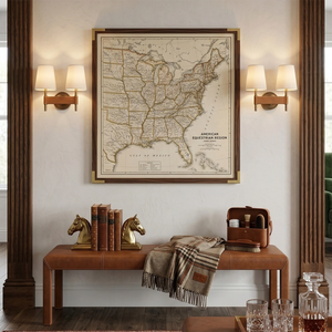 Hastings Leather Wall Lamp - Symmetric Single Head Sconces Vintage Map Console Corner | HoaiLamp
