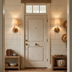 Hastings Leather Wall Lamp - Pair Of Single Sconces Symmetric Front Door Entryway | HoaiLamp