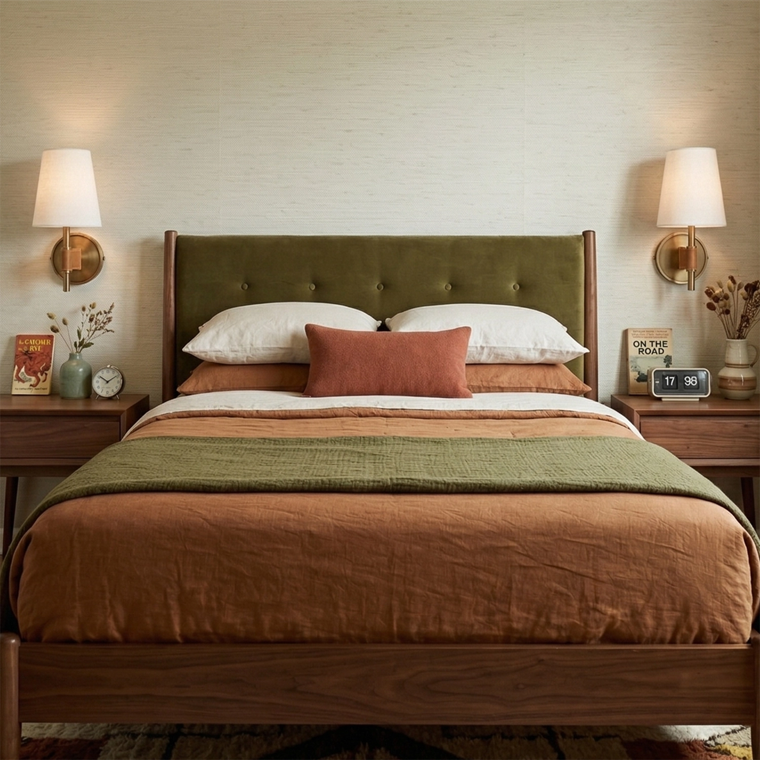 Hastings Leather Wall Lamp - Pair Of Single Sconces Elegant Bedroom Interior Decor | HoaiLamp