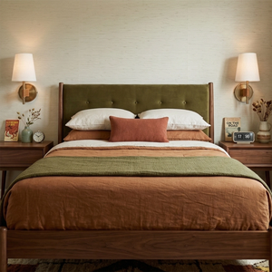 Hastings Leather Wall Lamp - Pair Of Single Sconces Elegant Bedroom Interior Decor | HoaiLamp